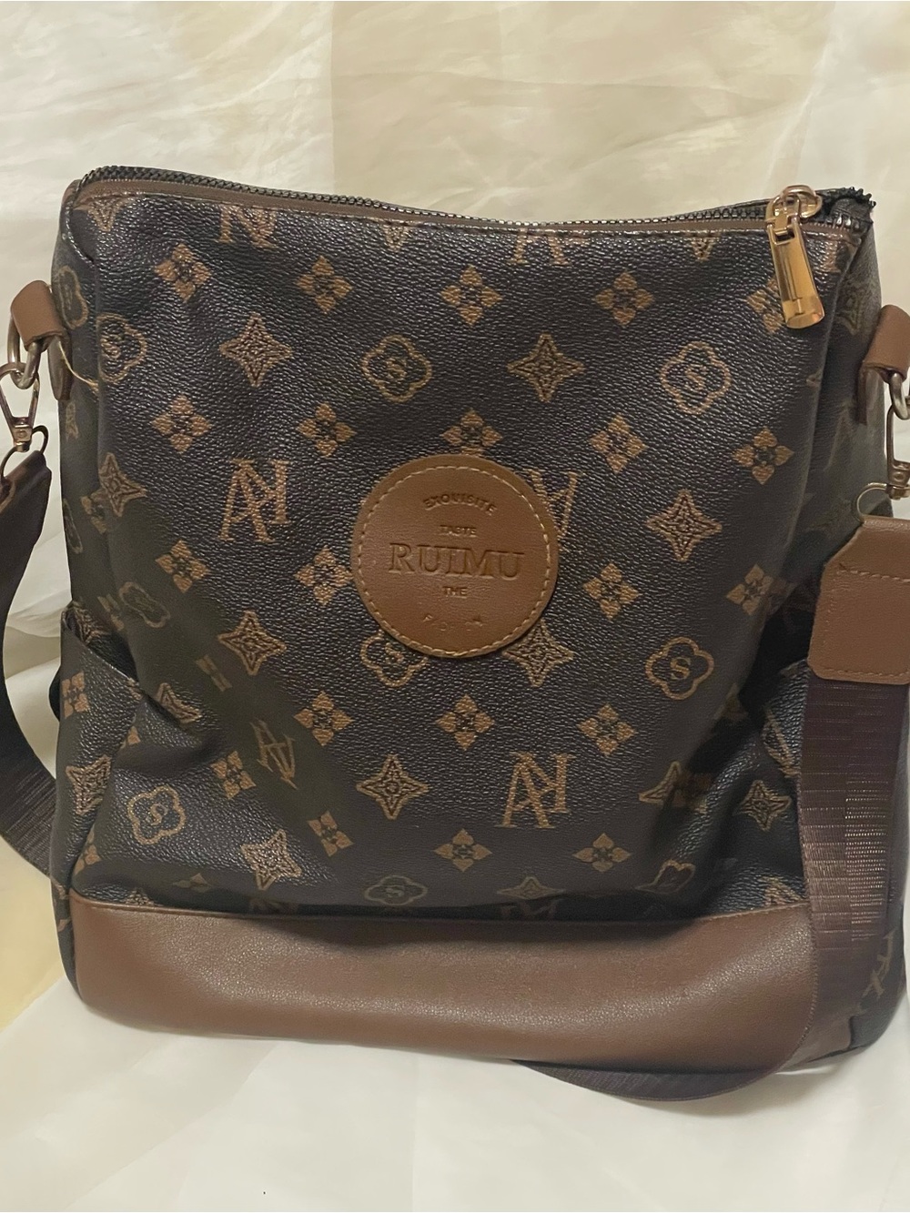 RUMU Monogram Crossbody Bag in Brown